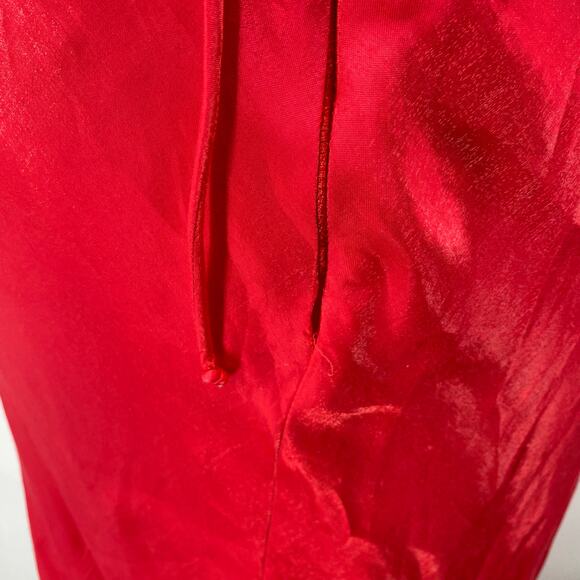 Vintage 90s Maxi Gown Strapless Corset Lace Up Open Back Iridescent Red Womens S - Picture 11 of 14